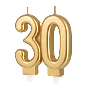 Świeczka urodzinowa Złota metaliczna cyferka "30"