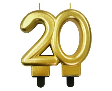 Świeczka urodzinowa Złota metaliczna cyferka "20"