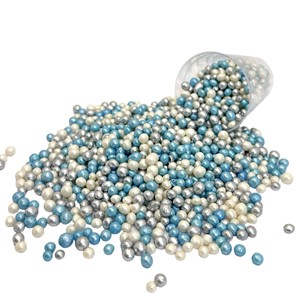 Perełki ryżowe NIEBIESKIE-BIAŁE-SREBRNE perłowe 5mm /1kg