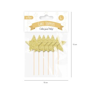 Topper - Karteczki na piku ZŁOTE BROKATOWE GWIAZDKI 6szt.