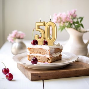 Świeczka urodzinowa Złota metaliczna cyferka "50"