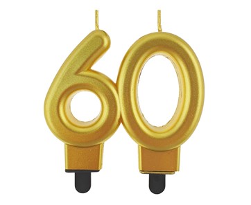 Świeczka urodzinowa Złota cyferka "60"