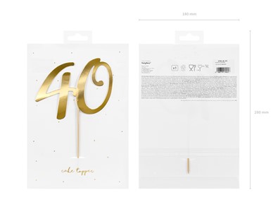 Topper papierowy złota cyfra "40"