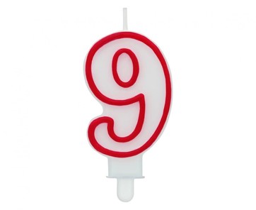 Świeczka cyferka 9 - czerwona
