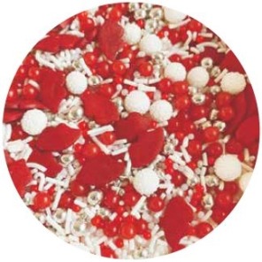 Posypka konfetti mix biało-czerwony 100g