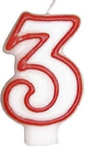 Świeczka cyferka 3 - czerwona