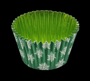 Papilotki aluminiowe do muffinek Polka Zimowa Zielona 90szt.