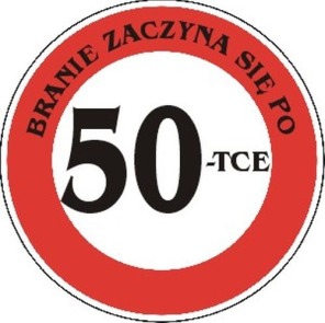 Krążek waflowy "Branie zaczyna się po 50-tce" 20cm