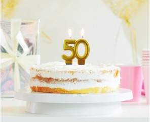 Świeczka urodzinowa Złota cyferka "50"