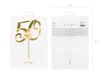 Topper papierowy złota cyfra "50"