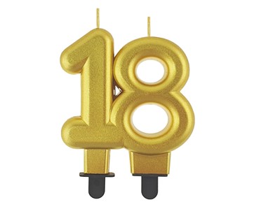 Świeczka urodzinowa Złota metaliczna cyferka "18"