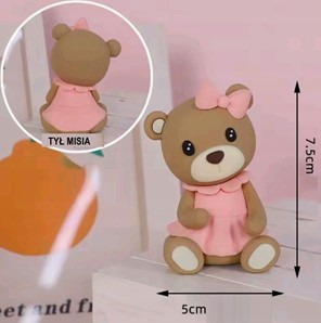 Zestaw ozdób z tworzywa na tort Miś Baby Różowy