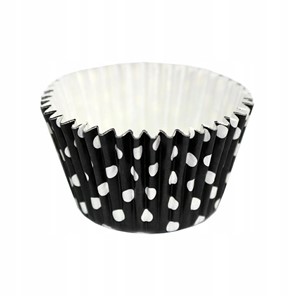 Papilotki papierowe silikonowane do muffinek Polka  CZARNE W BIAŁE KROPKI 90szt.
