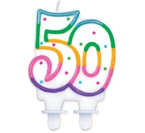 Świeczka urodzinowa Kolorowa cyferka "50"