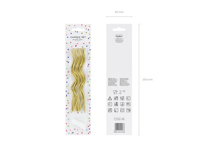 Świeczki świderki złote długie /8szt.