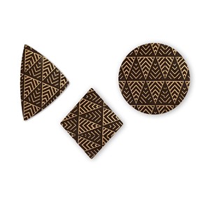 Dekoracje czekoladowe BRĄZOWE WZÓR GEOMETRYCZNY 3 WZORY 4,4cm  - 35szt.