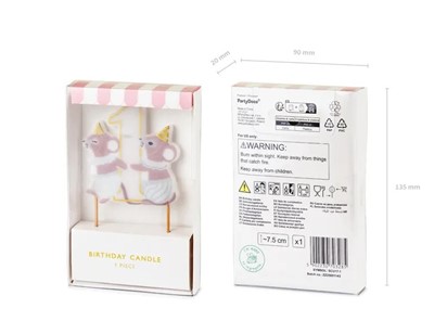 Świeczka cyferka "1" z MYSZKAMI