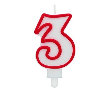 Świeczka cyferka 3 - czerwona