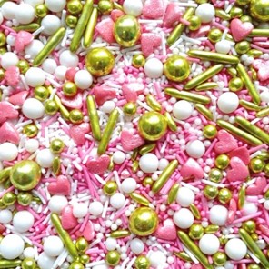 Posypka cukrowa konfetti mix złoto-różowo-biały 100g