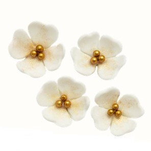 Zestaw komunijny Złoty krzyż, złote perełki i białe kwiatki