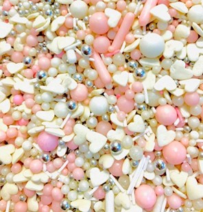 Posypka cukrowa konfetti mix biało-różowy 100g