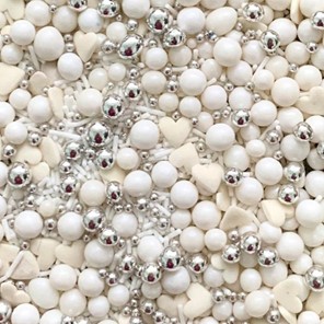 Posypka cukrowa konfetti mix biało-srebrny 100g