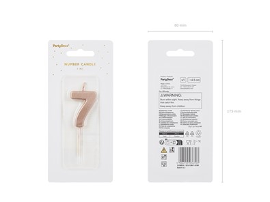 Świeczka cyferka  7 na piku miedziana