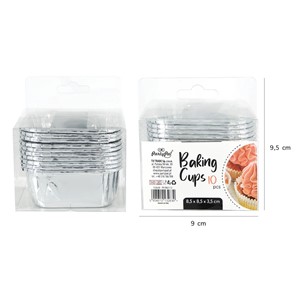 Foremki / Papilotki do pieczenia SREBRNE 85x85xh35mm /10szt.