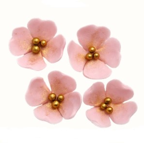 Kwiatki małe Różowe ze złotą perełką /25szt.