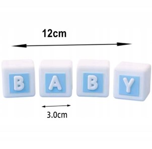 Zestaw ozdób z tworzywa na tort Miś Baby Niebieski