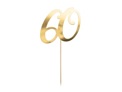 Topper papierowy złota cyfra "60"