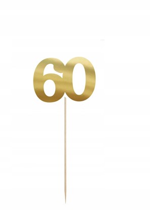 Topper papierowy złota cyfra "60"