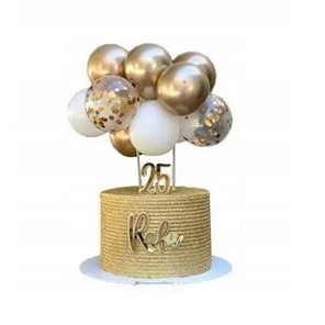 Topper BALONY ZŁOTE / BIAŁE 10szt.