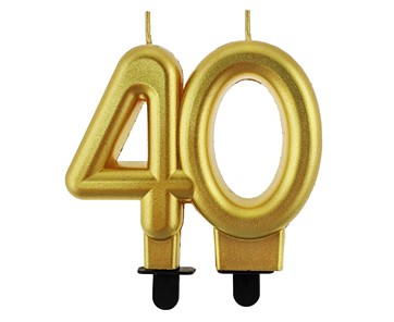 Świeczka urodzinowa Złota metaliczna cyferka "40"