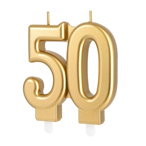Świeczka urodzinowa Złota metaliczna cyferka "50"