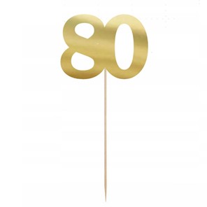 Topper papierowy złota cyfra "80"
