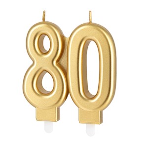 Świeczka urodzinowa Złota metaliczna cyferka "80"