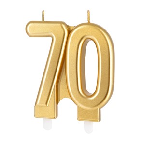 Świeczka urodzinowa Złota metaliczna cyferka "70"