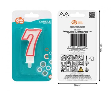 Świeczka cyferka 7 - czerwona