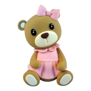 Zestaw ozdób z tworzywa na tort Miś Baby Różowy