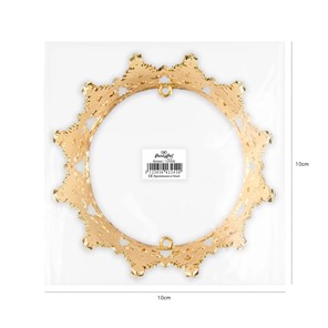 Dekoracja na tort KORONA ZŁOTA z czerwonymi i srebrnymi kryształkami 10cm