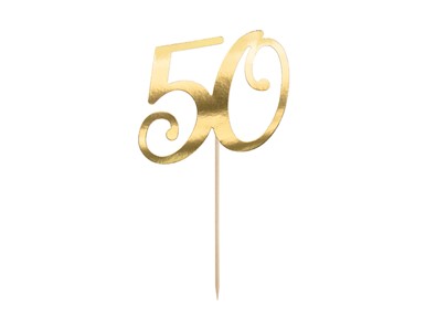 Topper papierowy złota cyfra "50"