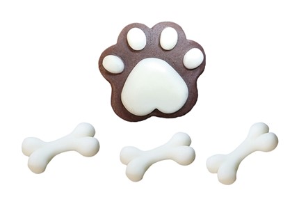 Dekoracja cukrowa Brązowe psie łapki i kości