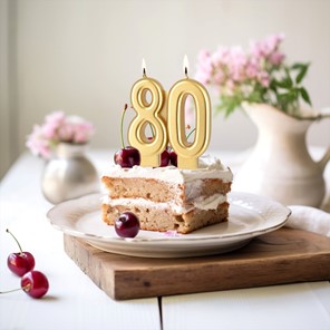 Świeczka urodzinowa Złota metaliczna cyferka "80"