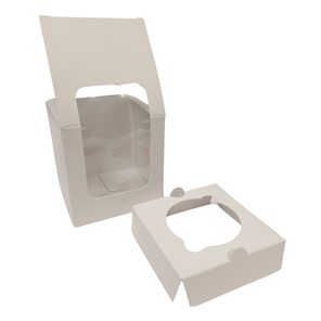 Pudełko z okienkiem + wkład na 1 muffinkę BIAŁE 9,5x9,5xh9cm / 1szt.