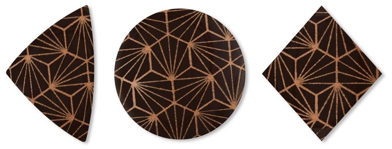 Dekoracje czekoladowe BRĄZOWE WZÓR GEOMETRYCZNY 3 WZORY 4,4cm  - 42szt.