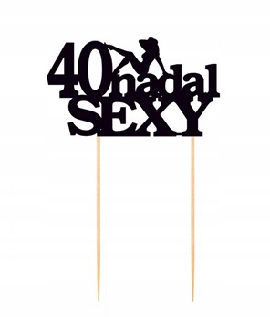 Topper papierowy czarny z kobietą na 40 urodziny NADAL SEXY