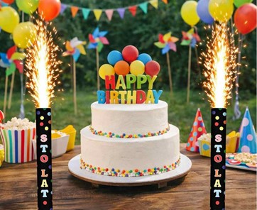 Fontanna tortowa CZARNA z napisem STO LAT -  H-12 cm /1szt