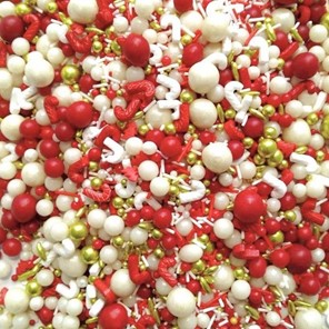 Posypka cukrowa konfetti mix biało-czerwony świąteczny 100g