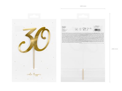 Topper papierowy złota cyfra "30"